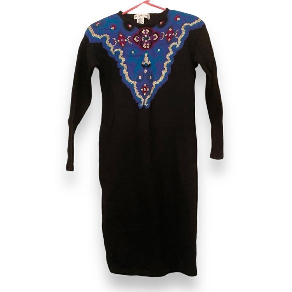 Vintage Outlander Metallic Wool Sweater Dress Size S